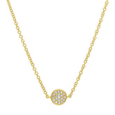 0.05ct 14k Yellow Gold Diamond Pave Circle Choker Pendant